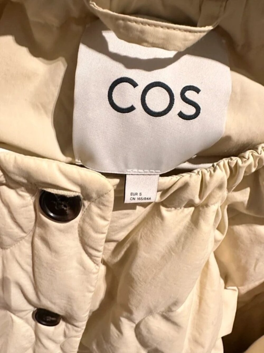 COS Quilted Bomber Jacket Cream S - Picture 3 of 6